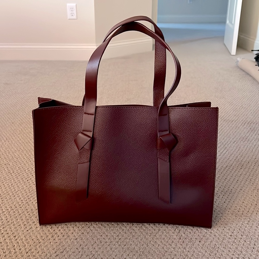 Rachel Zoe burgundy vegan leather tote